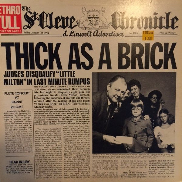 Jethro Tull : Thick As A Brick (LP, Album, RE, Gat)